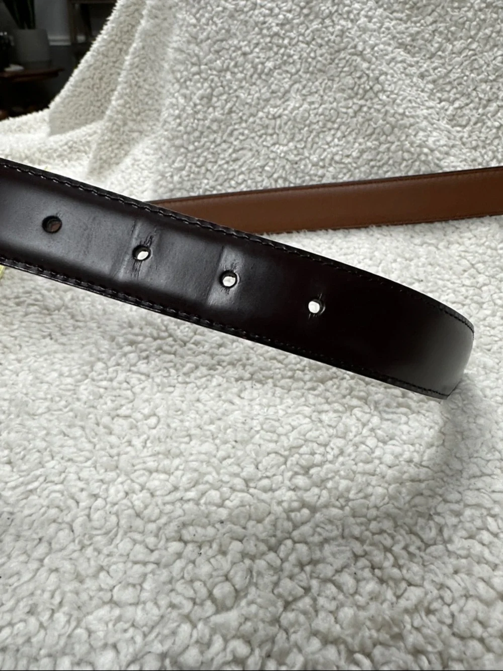 L.L. Bean Men’s Dark Brown Dress Belt, Brass Buckle, Full grain Leather 44